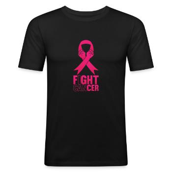 Fight Cancer Krebs bekämfen Krankheit - Männer Slim Fit T-Shirt - Schwarz - Vorne - Nik (191cm)