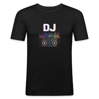 Dj musique amateur musique lecteur son cool drôle - T-shirt près du corps Homme - noir - Devant - Nik (191cm)