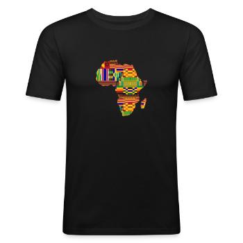 Kühle Afrika Karte Kente Tuch für Wo African Lover - Männer Slim Fit T-Shirt - Schwarz - Vorne - Nik (191cm)