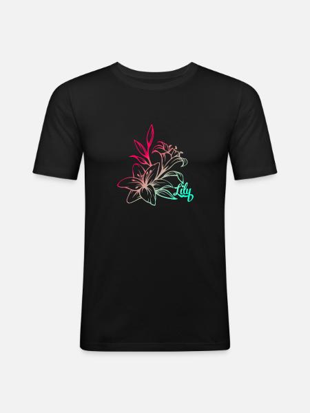 Lys fleurs plante - T-shirt près du corps Homme - noir