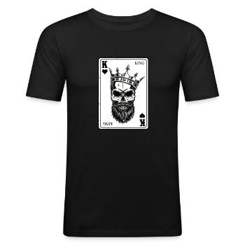King And Queen Skull - 2/2 Card Hearts Flush - T-shirt près du corps Homme - noir - Devant - Nik (191cm)