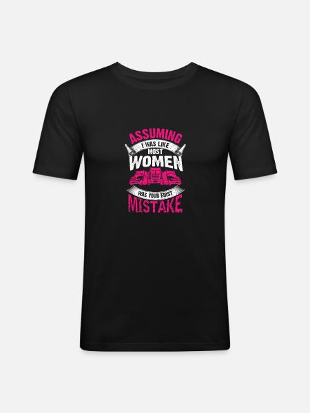 Kvinde lastbilchauffør pige beklædning - Herre Slim Fit T-Shirt - sort