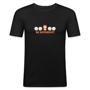 Be different - Süßes Fuchs Schaf Spruch Geschenk - Männer Slim Fit T-Shirt - Schwarz - Vorne - Nik (191cm)