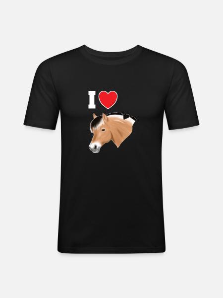 I Love Fjord light font - Slim Fit T-skjorte for menn - svart