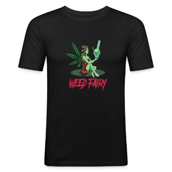Cannabis chanvre THC 420 - T-shirt près du corps Homme - noir - Devant - Nik (191cm)