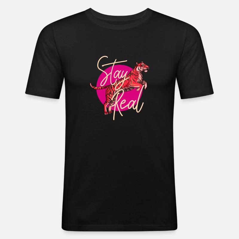 Tiger Kunst Design - Männer Slim Fit T-Shirt - Schwarz