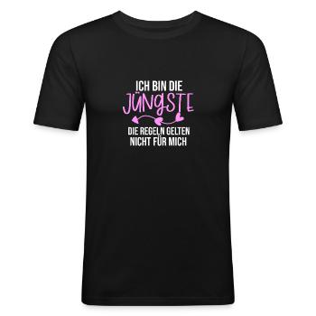 Ich Bin Der Jüngste Die Regeln Gelten Nicht Für - Männer Slim Fit T-Shirt - Schwarz - Vorne - Nik (191cm)