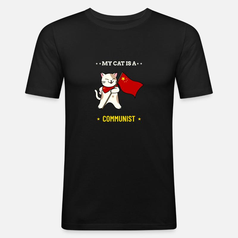 My Cat is a Communist - Men's Slim Fit T-Shirt - black