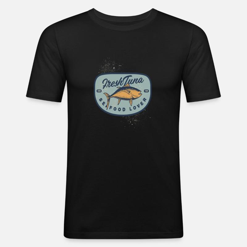 Frischer Thunfisch Tuna Seafood - Männer Slim Fit T-Shirt - Schwarz