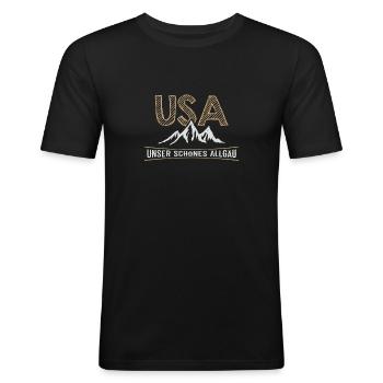 Allgäu USA Unser Schönes Allgäu Berge Wandern - Männer Slim Fit T-Shirt - Schwarz - Vorne - Nik (191cm)