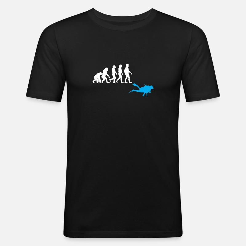 Tauchen Evolution - Männer Slim Fit T-Shirt - Schwarz