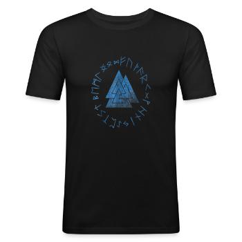 Yggdrasil Weltenbaum Weltenesche Nordisch - Männer Slim Fit T-Shirt - Schwarz - Vorne - Nik (191cm)