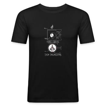 Engineer Gift Kaffee zuerst dann Engineering - Männer Slim Fit T-Shirt - Schwarz - Vorne - Nik (191cm)