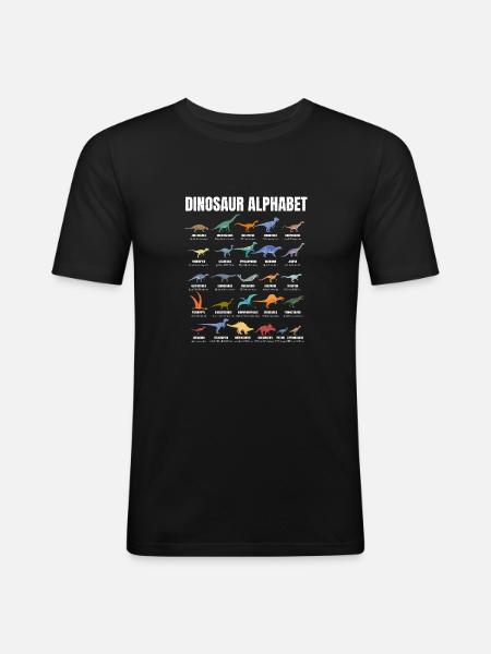 Dinosaur alfabet - typer af dinosaurer - Dino - Herre Slim Fit T-Shirt - sort