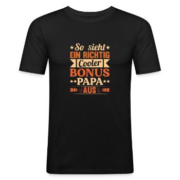 Bonus Papa Stiefvater Leben Geschenk - Männer Slim Fit T-Shirt - Schwarz - Vorne - Nik (191cm)
