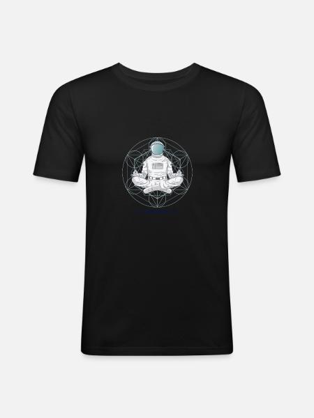 ASTRONAUT SPACE MEDITATION - Men's Slim Fit T-Shirt - black