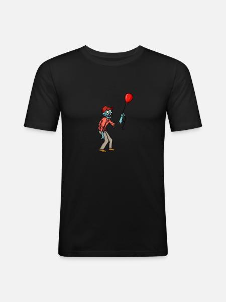 Zombie balloon sarcasm halloween balloon - Men's Slim Fit T-Shirt - black