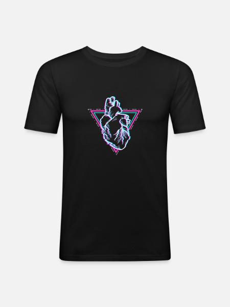 Glitched Heart - Men's Slim Fit T-Shirt - black
