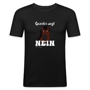 Quarter sagt Nein, lustiges und süßes comic Pferde - Männer Slim Fit T-Shirt - Schwarz - Vorne - Nik (191cm)