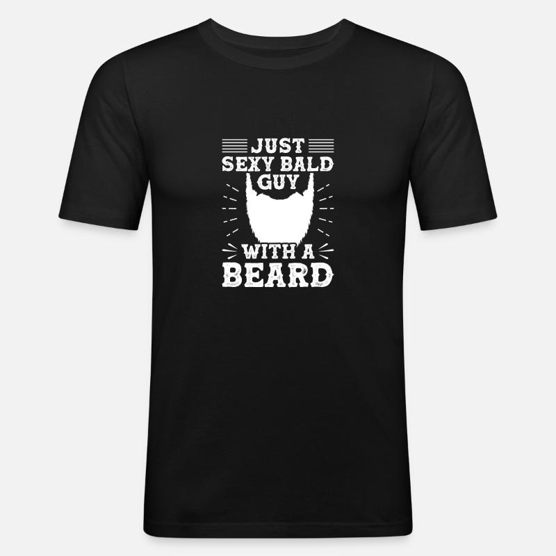 Bärtiger Glatzkopf - Männer Slim Fit T-Shirt - Schwarz