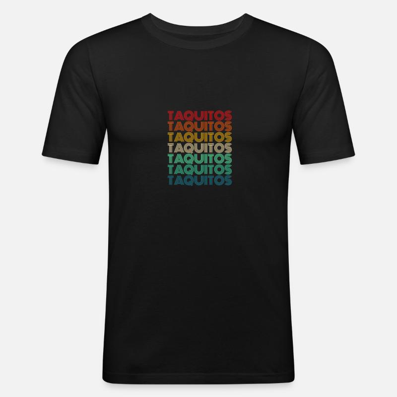 Taquitos Retro - Männer Slim Fit T-Shirt - Schwarz