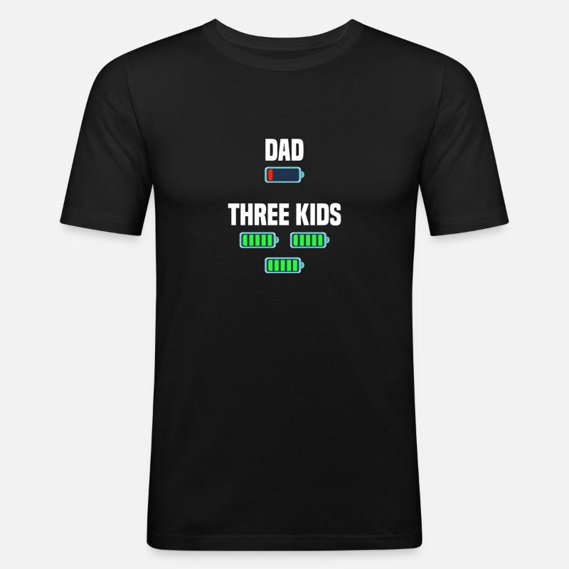 Dad und Drillinge - Männer Slim Fit T-Shirt - Schwarz