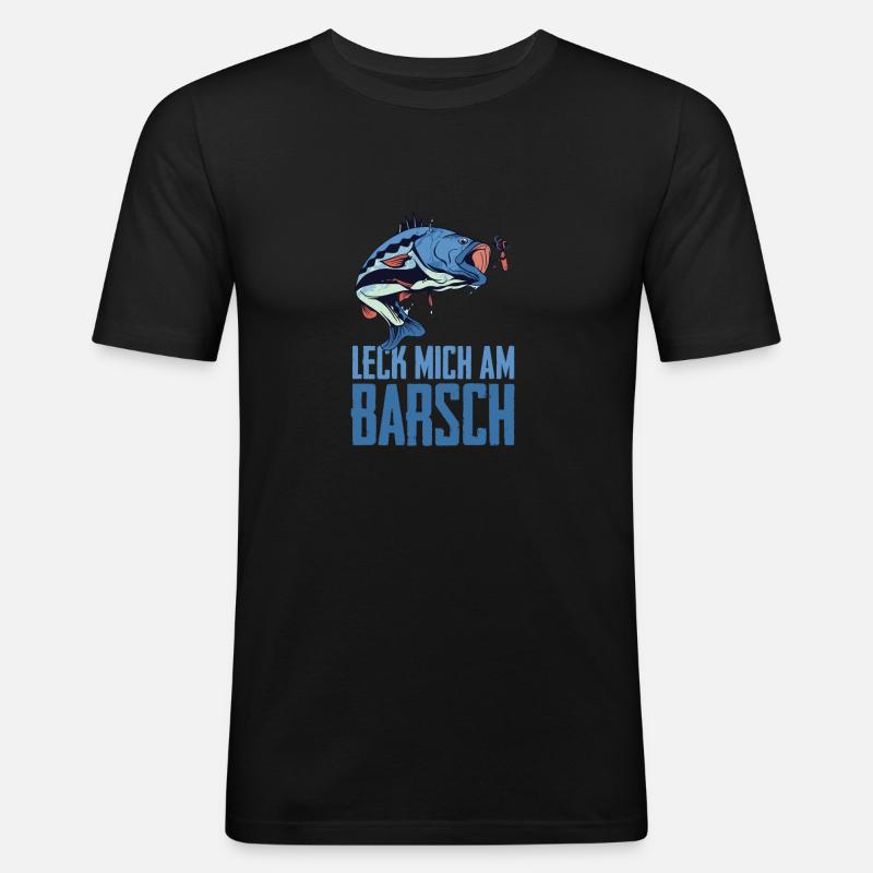 Angeln Barsch - Männer Slim Fit T-Shirt - Schwarz
