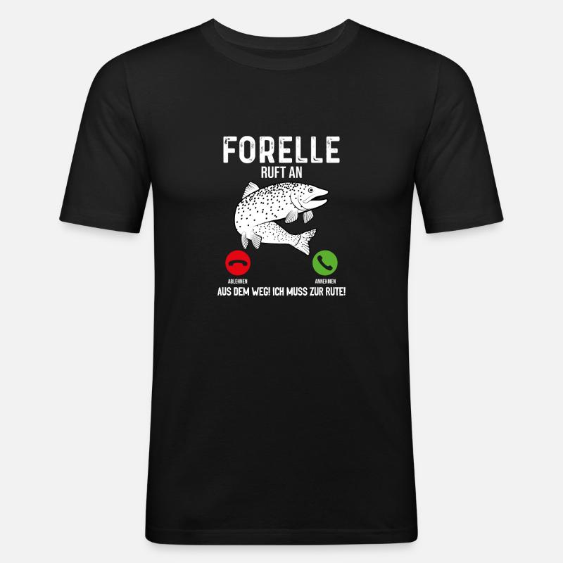 Forelle Angeln - Männer Slim Fit T-Shirt - Schwarz