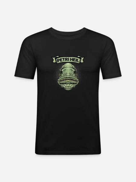 Angeln - Männer Slim Fit T-Shirt - Schwarz