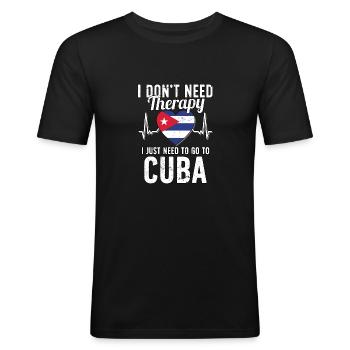 Cuba flag I Cuban Souvenirs - Männer Slim Fit T-Shirt - Schwarz - Vorne - Nik (191cm)