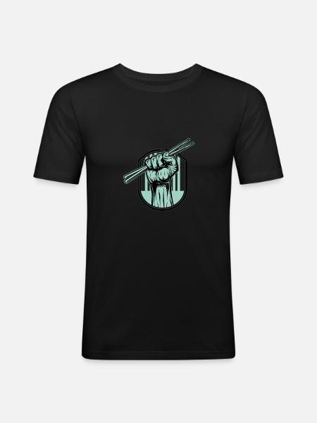 Schlagzeug Drumsticks - Männer Slim Fit T-Shirt - Schwarz