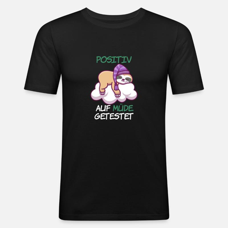 Faultier - Männer Slim Fit T-Shirt - Schwarz