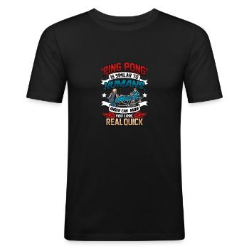 Control Tischtennis Tischtennisspieler Ping Pong - Männer Slim Fit T-Shirt - Schwarz - Vorne - Nik (191cm)