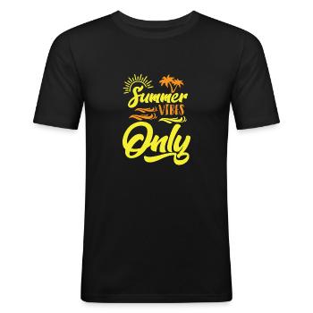 SUMMER - Männer Slim Fit T-Shirt - Schwarz - Vorne - Nik (191cm)