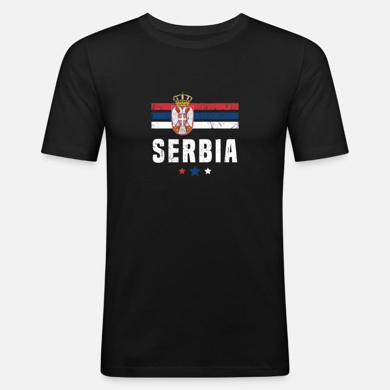 Serbien Flagge Serbisch - Männer Slim Fit T-Shirt - Schwarz