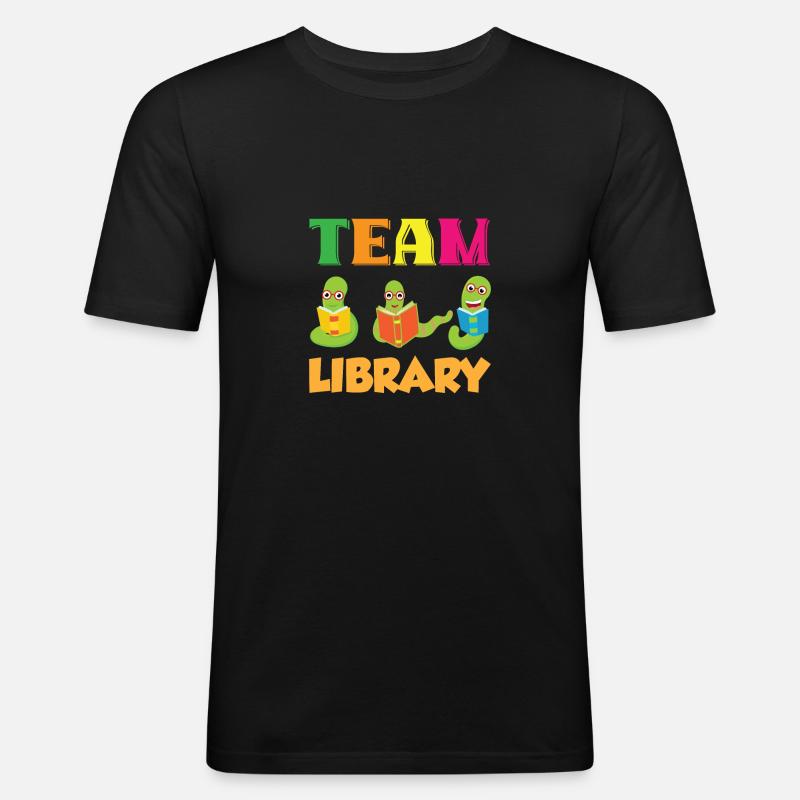 Team Library Cute Librarian School - Männer Slim Fit T-Shirt - Schwarz