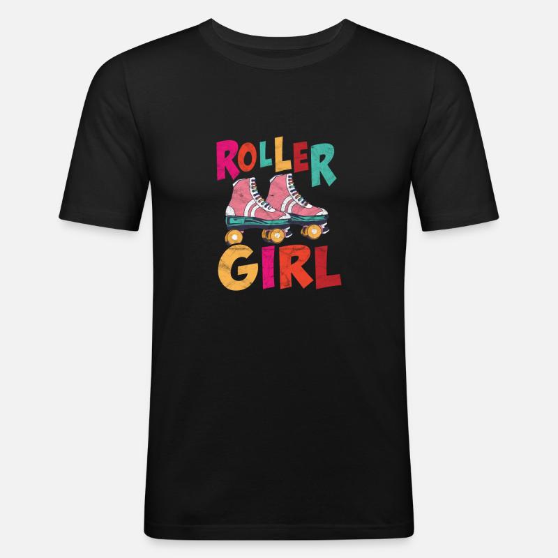 Rollschuh-Mädchen - Männer Slim Fit T-Shirt - Schwarz