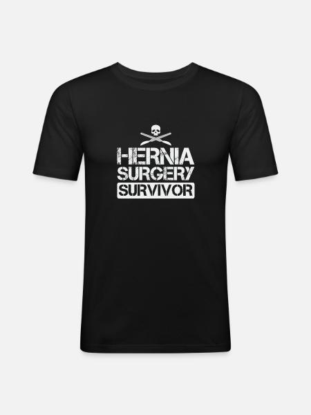 Hernia Surgery Survivor Funny - Men's Slim Fit T-Shirt - black