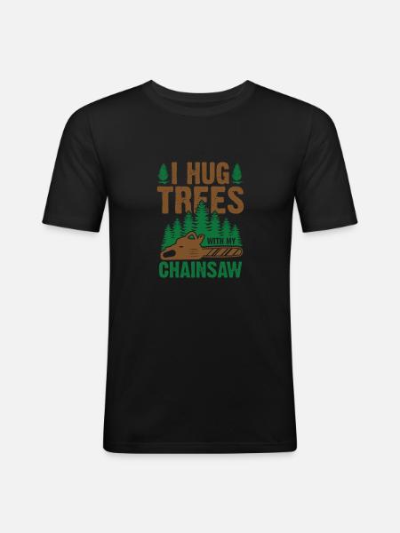 Arborist Chainsaw Funny Trees - Men's Slim Fit T-Shirt - black