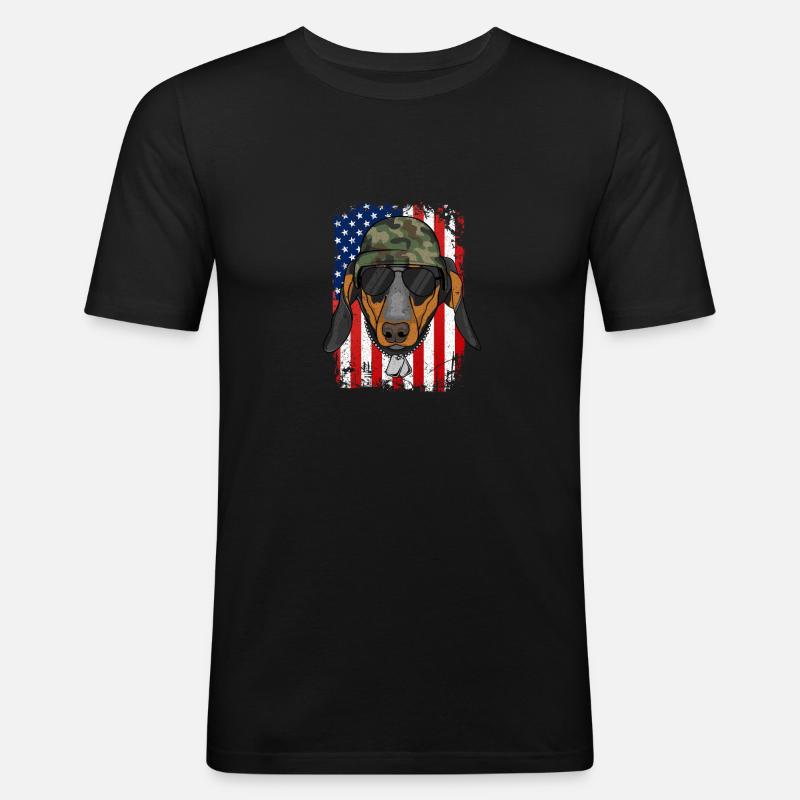 Dackel - Männer Slim Fit T-Shirt - Schwarz
