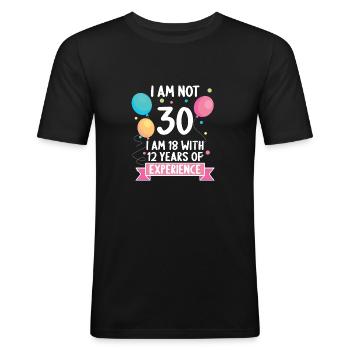 30 ans 30 ans 30 ans 30 ans 30 ans - T-shirt près du corps Homme - noir - Devant - Nik (191cm)