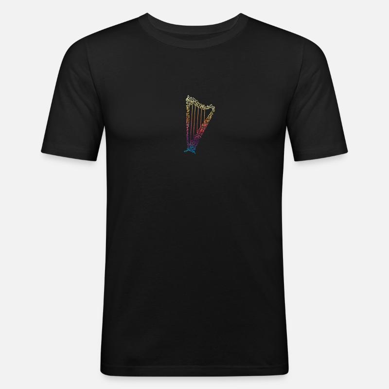 Harfe Musik - Männer Slim Fit T-Shirt - Schwarz