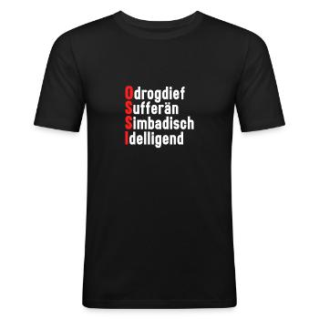 DDR Ostdeutschland witziger lustiger Ossi - Männer Slim Fit T-Shirt - Schwarz - Vorne - Nik (191cm)