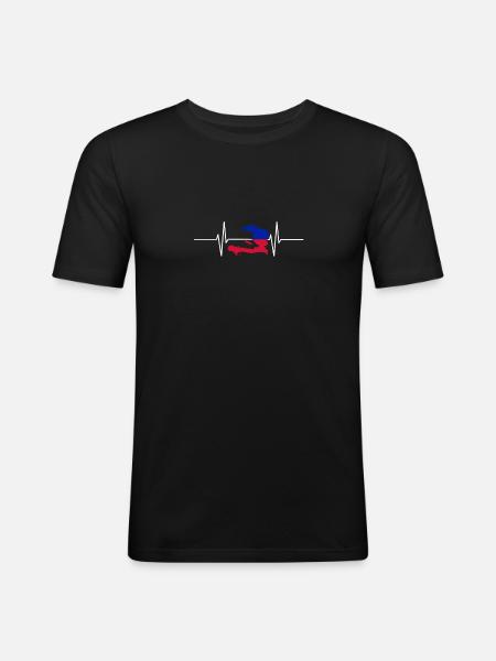 Haiti Heartbeat Flag Vintage Haiti - Men's Slim Fit T-Shirt - black