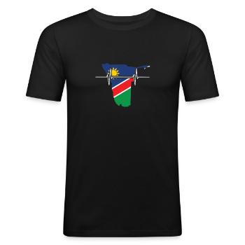 Namibia Herzschlag Flagge Vintage Namibia - Männer Slim Fit T-Shirt - Schwarz - Vorne - Nik (191cm)