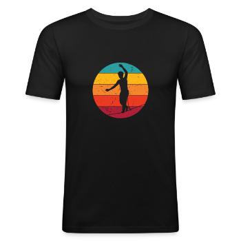 Slackline Slacklining Balance in Sunlight - Men's Slim Fit T-Shirt - black - Front - Nik (191cm)