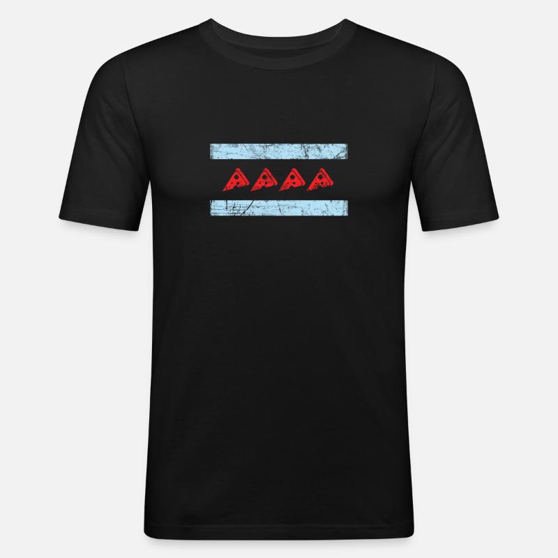 Chicago Style Pizza Deep Dish - Männer Slim Fit T-Shirt - Schwarz
