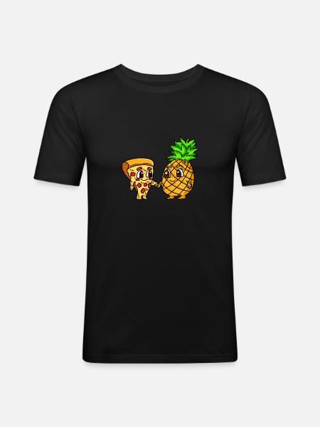 Pizza ANanas Hawaii dear friends - Men's Slim Fit T-Shirt - black