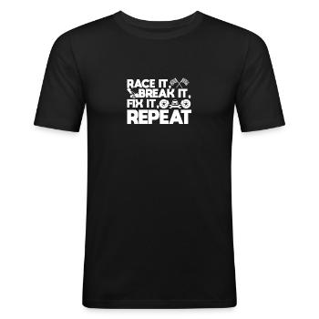 Drôle de course automobile - T-shirt près du corps Homme - noir - Devant - Nik (191cm)