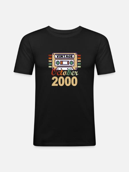 21st Birthday Gift October 2000 - Men's Slim Fit T-Shirt - black